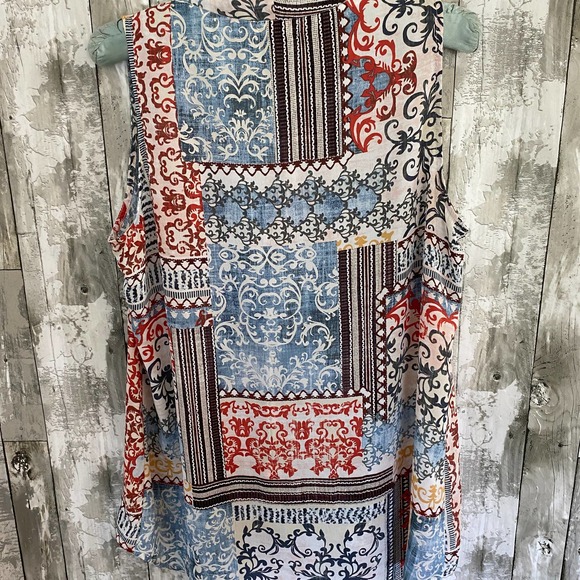 Tacera multi-print sleeveless blouse L - Picture 1 of 7